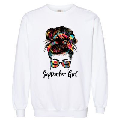 September Wink Eye Face Was Born In September Tie Dye Gift Garment-Dyed Sweatshirt