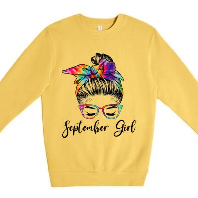 September Wink Eye Face Was Born In September Great Gift Premium Crewneck Sweatshirt