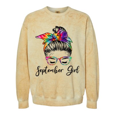 September Wink Eye Face Was Born In September Great Gift Colorblast Crewneck Sweatshirt