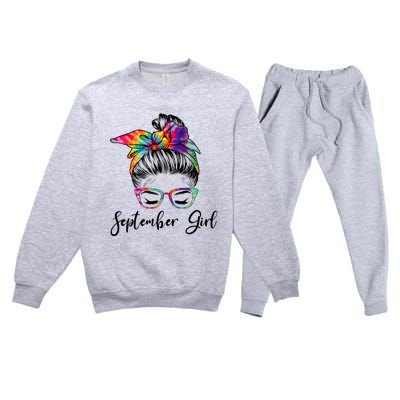 September Wink Eye Face Was Born In September Great Gift Premium Crewneck Sweatsuit Set