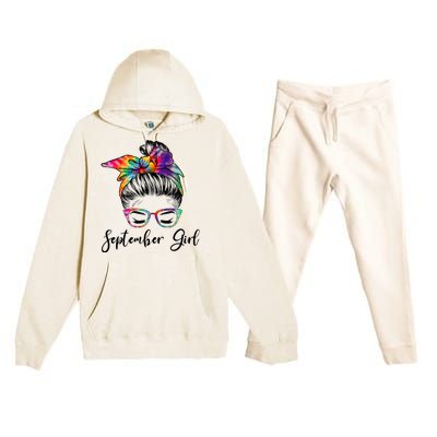 September Wink Eye Face Was Born In September Great Gift Premium Hooded Sweatsuit Set