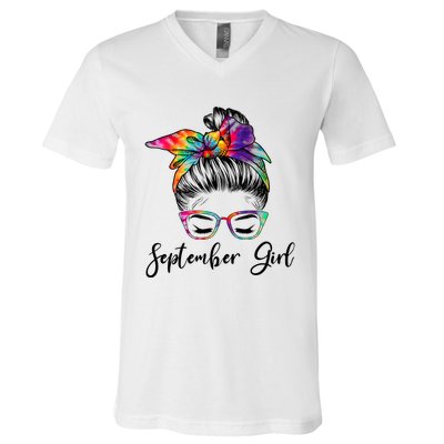 September Wink Eye Face Was Born In September Great Gift V-Neck T-Shirt