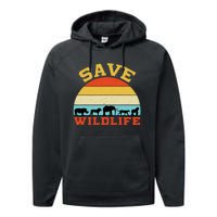 Save Wildlife Endangered Rhino Lion Elephant Tiger Gorilla Performance Fleece Hoodie