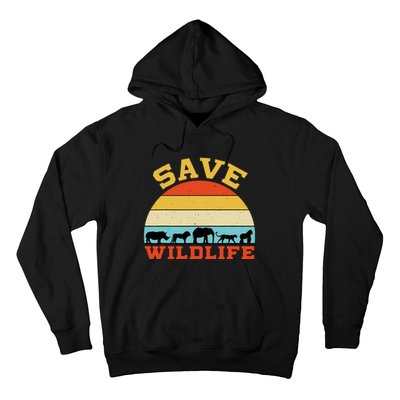 Save Wildlife Endangered Rhino Lion Elephant Tiger Gorilla Hoodie