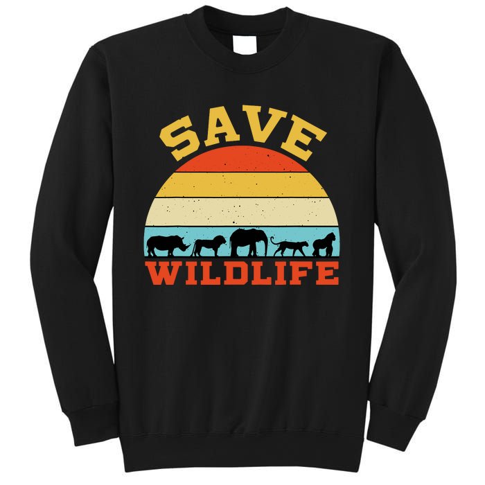 Save Wildlife Endangered Rhino Lion Elephant Tiger Gorilla Sweatshirt