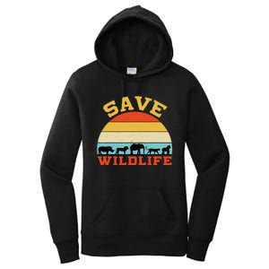 Save Wildlife Endangered Rhino Lion Elephant Tiger Gorilla Women's Pullover Hoodie