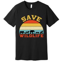 Save Wildlife Endangered Rhino Lion Elephant Tiger Gorilla Premium T-Shirt