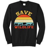 Save Wildlife Endangered Rhino Lion Elephant Tiger Gorilla Tall Sweatshirt