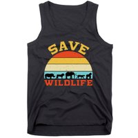 Save Wildlife Endangered Rhino Lion Elephant Tiger Gorilla Tank Top