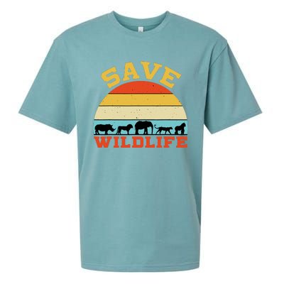 Save Wildlife Endangered Rhino Lion Elephant Tiger Gorilla Sueded Cloud Jersey T-Shirt