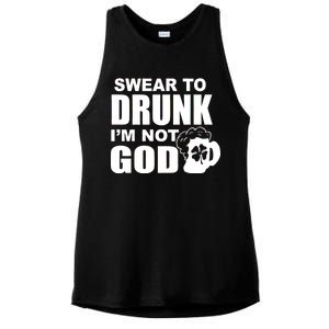 Swear To Drunk I'm Not God Funny St. Patrick's Day Ladies PosiCharge Tri-Blend Wicking Tank