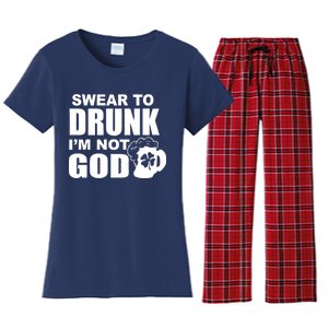 Swear To Drunk I'm Not God Funny St. Patrick's Day Women's Flannel Pajama Set