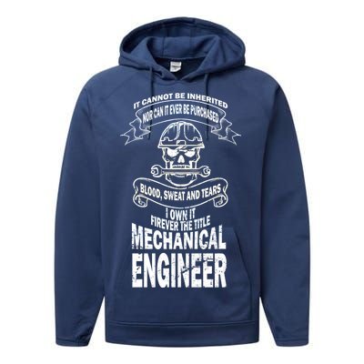 Sweat Blood Tears Mechanical Engineer Performance Fleece Hoodie