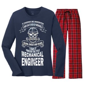 Sweat Blood Tears Mechanical Engineer Women's Long Sleeve Flannel Pajama Set 