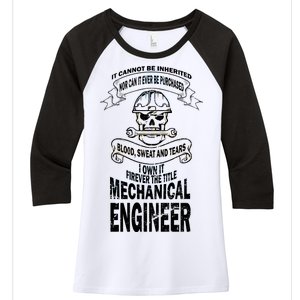 Sweat Blood Tears Mechanical Engineer Women's Tri-Blend 3/4-Sleeve Raglan Shirt