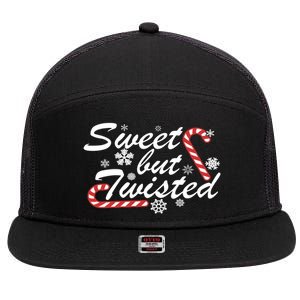 Sweet But Twisted Funny Candy Cane Christmas 7 Panel Mesh Trucker Snapback Hat