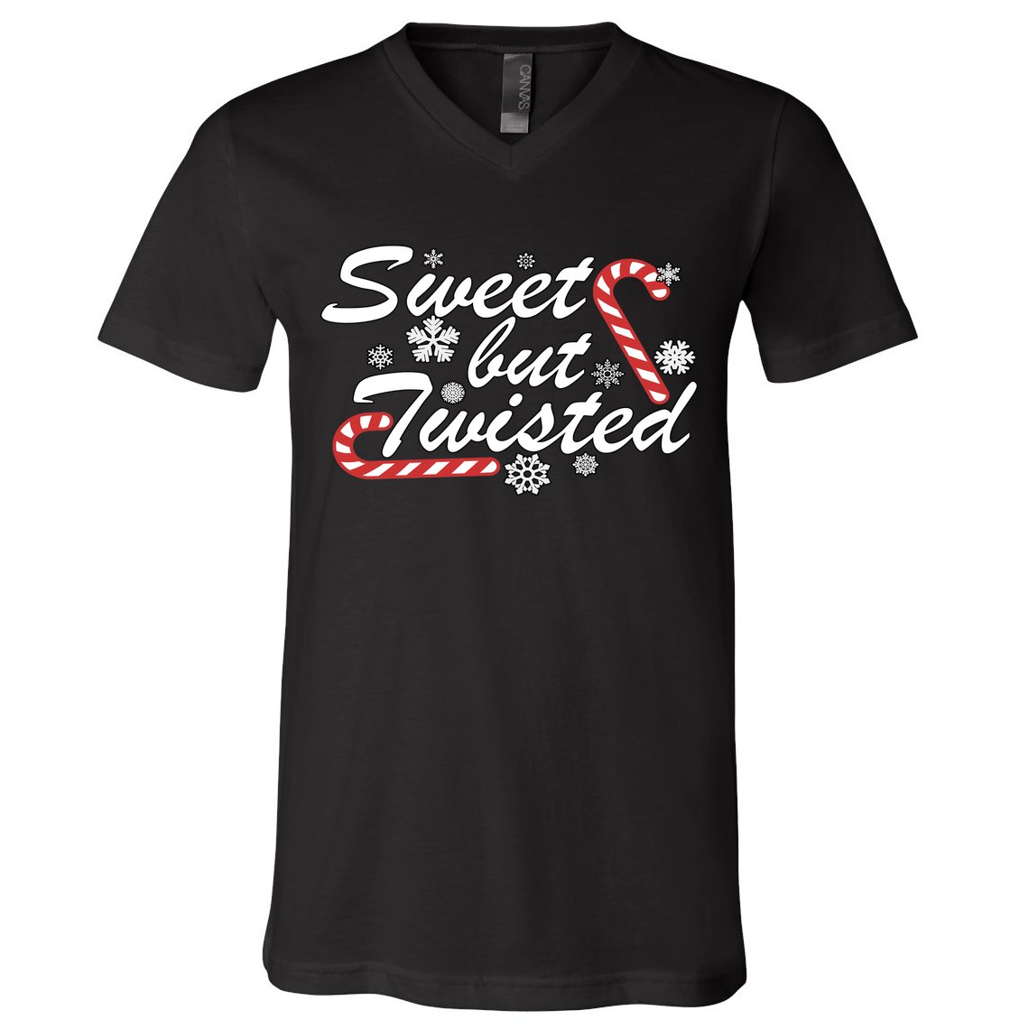 Sweet But Twisted Funny Candy Cane Christmas V-Neck T-Shirt