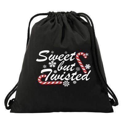 Sweet But Twisted Funny Candy Cane Christmas Drawstring Bag