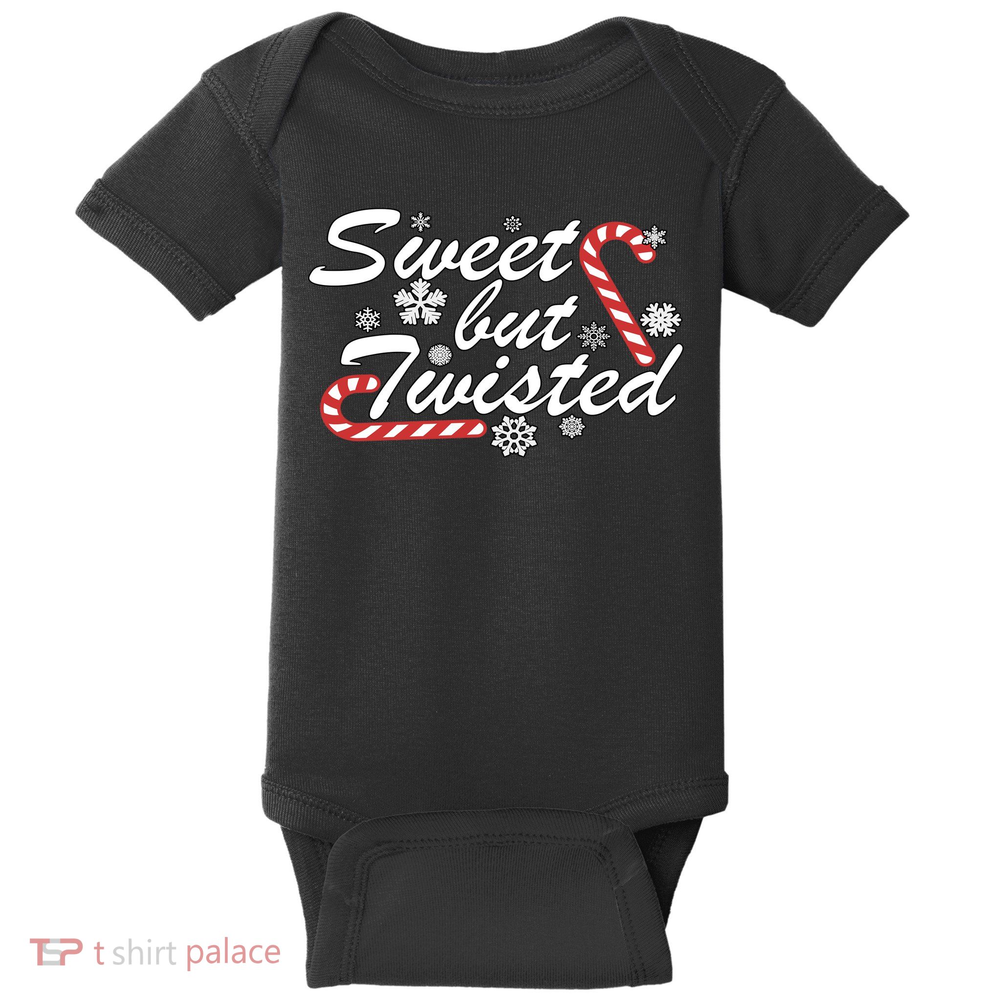 Sweet But Twisted Funny Candy Cane Christmas Baby Bodysuit