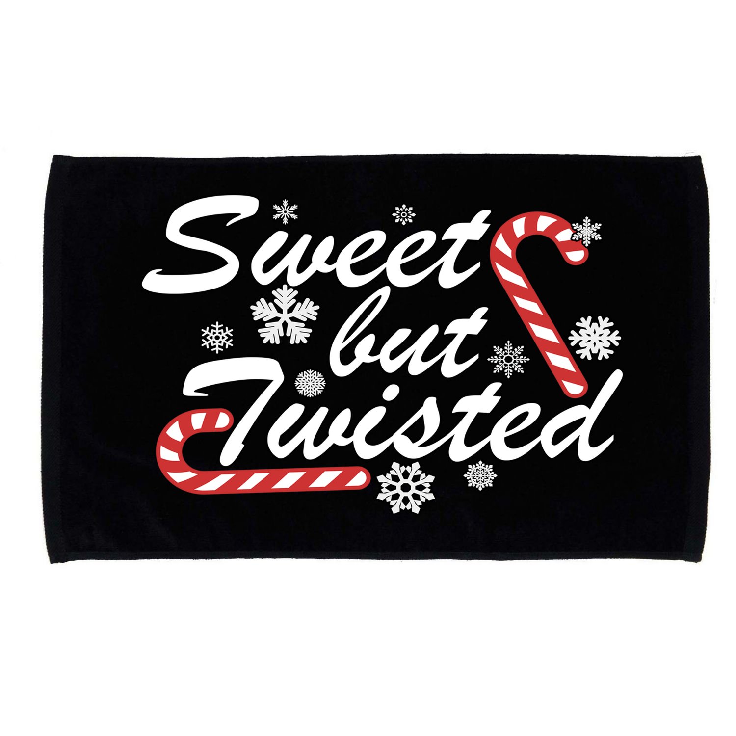 Sweet But Twisted Funny Candy Cane Christmas Microfiber Hand Towel