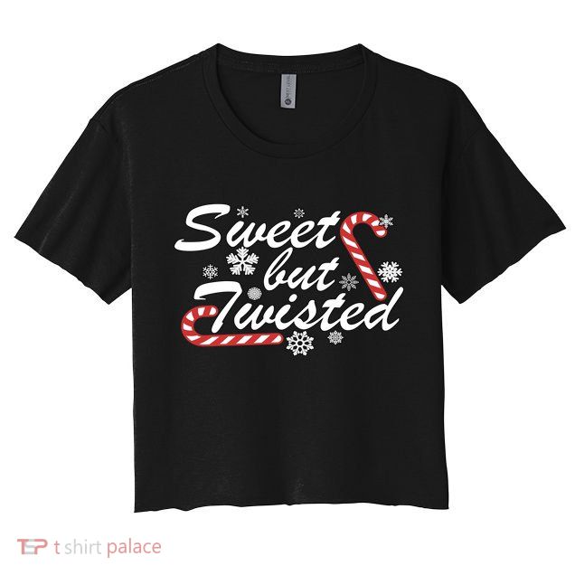 Sweet But Twisted Funny Candy Cane Christmas Crop Top