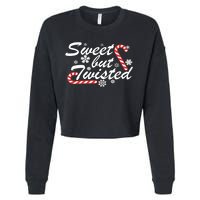 Sweet But Twisted Funny Candy Cane Christmas Cropped Pullover Crew