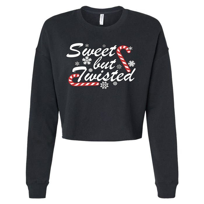 Sweet But Twisted Funny Candy Cane Christmas Cropped Pullover Crew