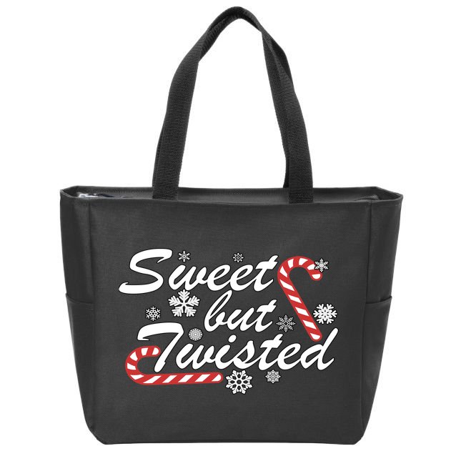 Sweet But Twisted Funny Candy Cane Christmas Zip Tote Bag
