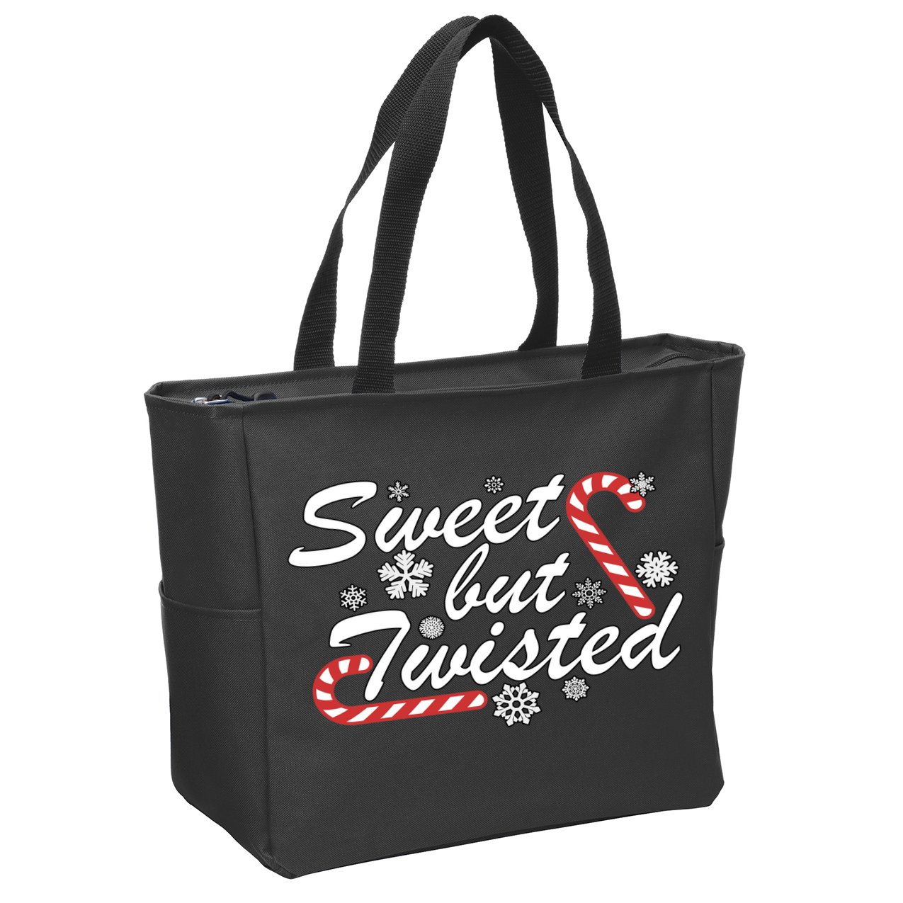 Sweet But Twisted Funny Candy Cane Christmas Zip Tote Bag