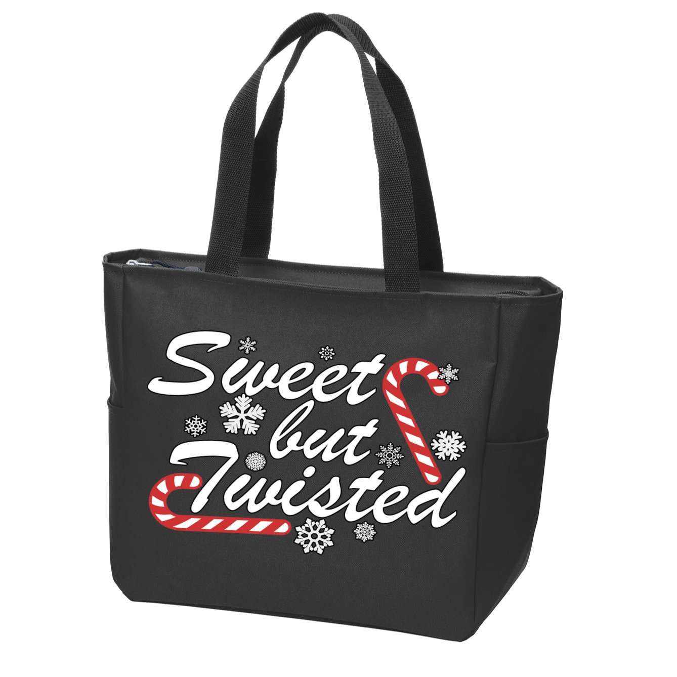 Sweet But Twisted Funny Candy Cane Christmas Zip Tote Bag