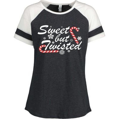 Sweet But Twisted Funny Candy Cane Christmas Enza Ladies Jersey Colorblock Tee