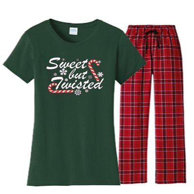 Sweet But Twisted Funny Candy Cane Christmas Women's Flannel Pajama Set