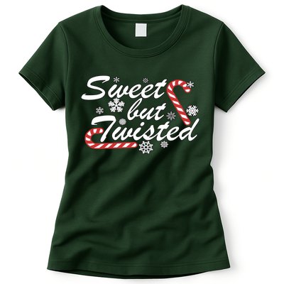 Sweet But Twisted Funny Candy Cane Christmas Womens T-Shirt