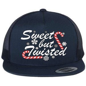 Sweet But Twisted Funny Candy Cane Christmas Flat Bill Trucker Hat