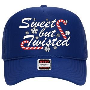 Sweet But Twisted Funny Candy Cane Christmas High Crown Mesh Back Trucker Hat