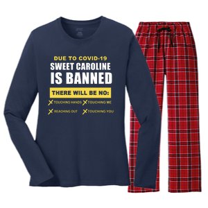 Sweet Caroline Is Banned Funny Pandemic  Women's Long Sleeve Flannel Pajama Set 