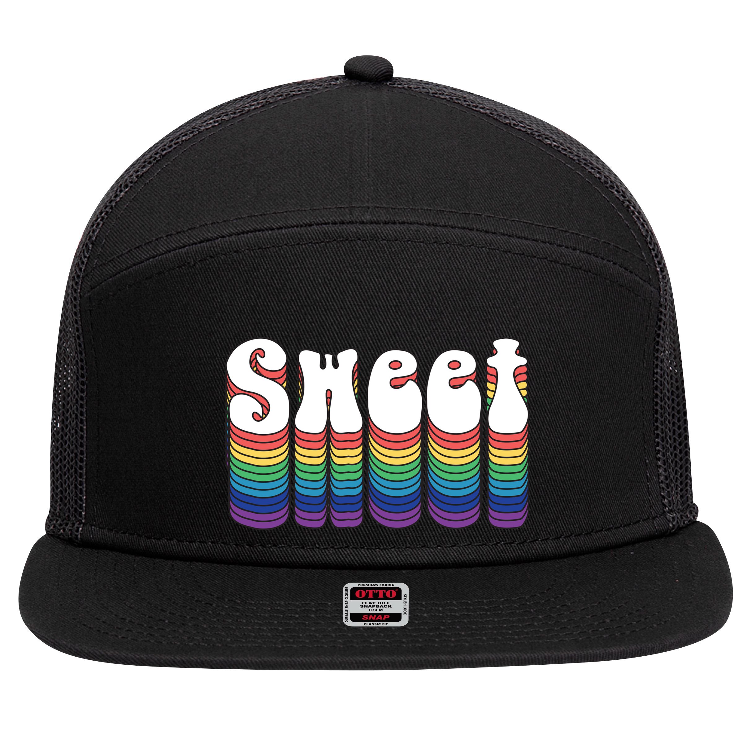 Sweet Groovy Retro 70's Style 7 Panel Mesh Trucker Snapback Hat