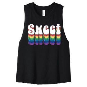 Sweet Groovy Retro 70's Style Women's Racerback Cropped Tank