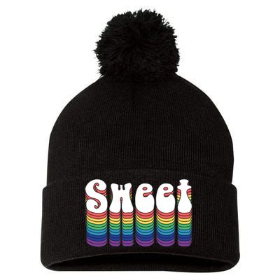 Sweet Groovy Retro 70's Style Pom Pom 12in Knit Beanie