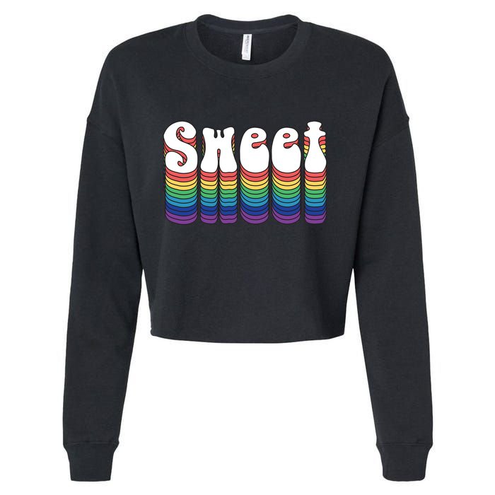 Sweet Groovy Retro 70's Style Cropped Pullover Crew