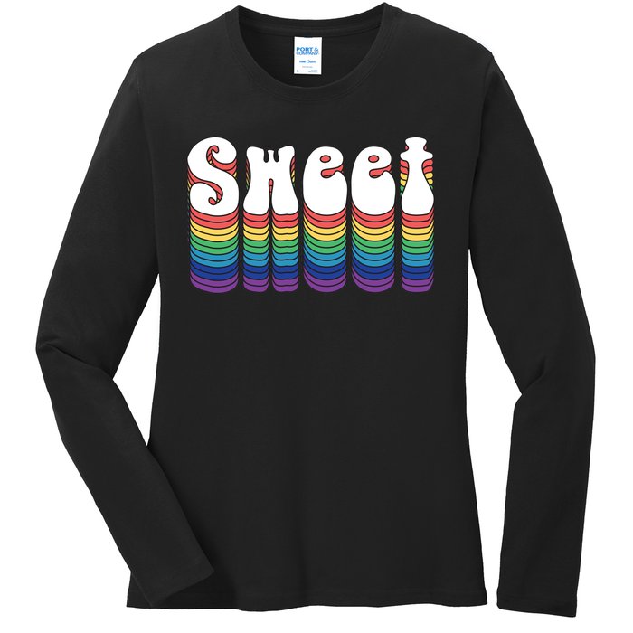 Sweet Groovy Retro 70's Style Ladies Long Sleeve Shirt