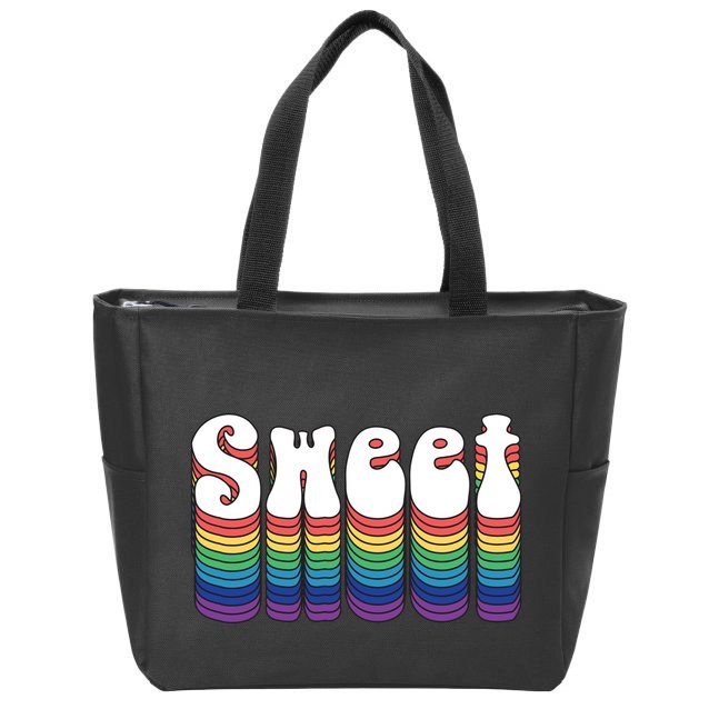 Sweet Groovy Retro 70's Style Zip Tote Bag