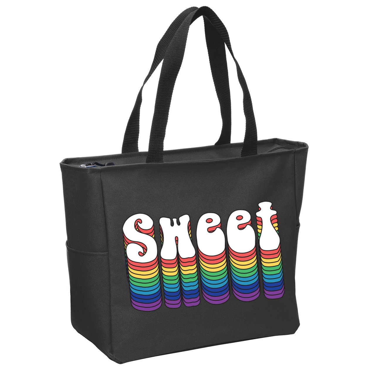 Sweet Groovy Retro 70's Style Zip Tote Bag