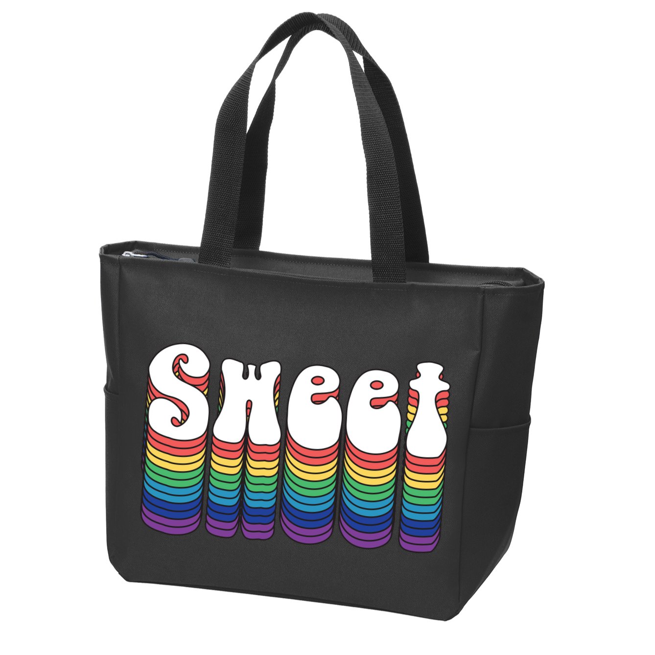 Sweet Groovy Retro 70's Style Zip Tote Bag