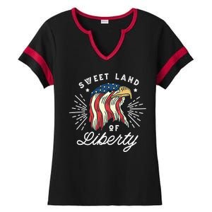 Sweet Land Of Liberty Eagle Ladies Halftime Notch Neck Tee