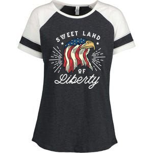 Sweet Land Of Liberty Eagle Enza Ladies Jersey Colorblock Tee