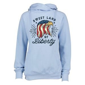 Sweet Land Of Liberty Eagle Womens Funnel Neck Pullover Hood