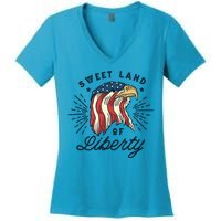 Sweet Land Of Liberty Eagle Women's V-Neck T-Shirt