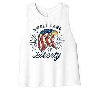 Sweet Land Of Liberty Eagle Women's Racerback Cropped Tank