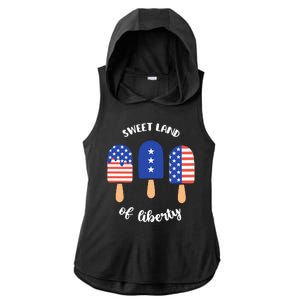 Sweet Land Of Liberty Ice Cream Pops Ladies PosiCharge Tri-Blend Wicking Draft Hoodie Tank